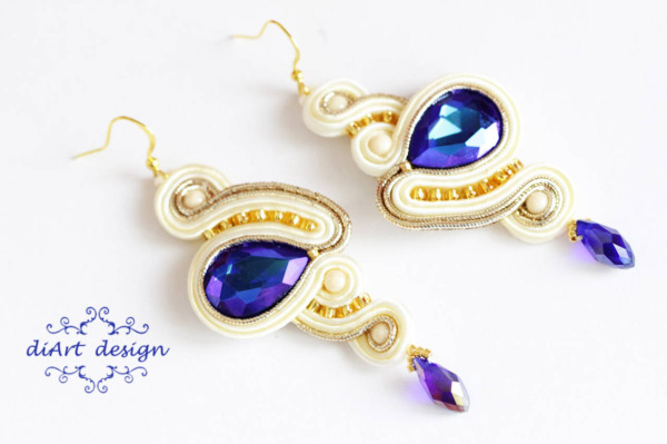 šujtášové náušnice BLUE QUEEN 4