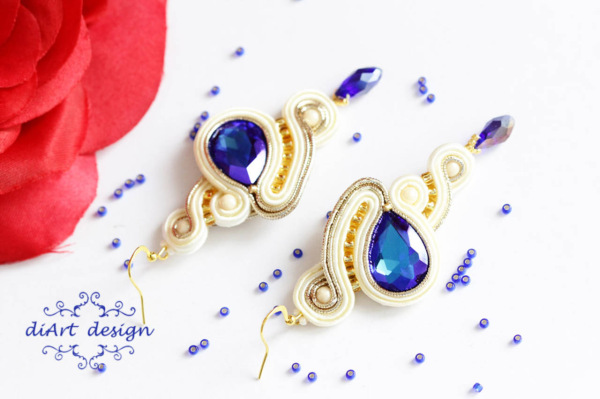 šujtášové náušnice BLUE QUEEN 2