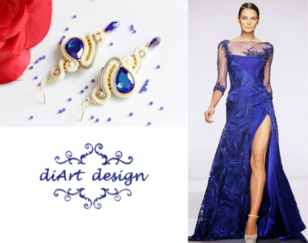 šujtášové náušnice BLUE QUEEN 1